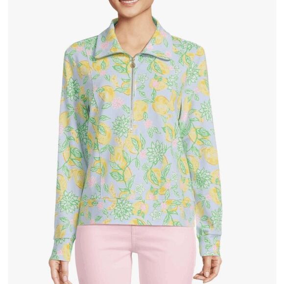 NWT Lilly Pulitzer UPF 50+ Eleni Pullover  Bluette Make Lemonade- Size M - Picture 1 of 11